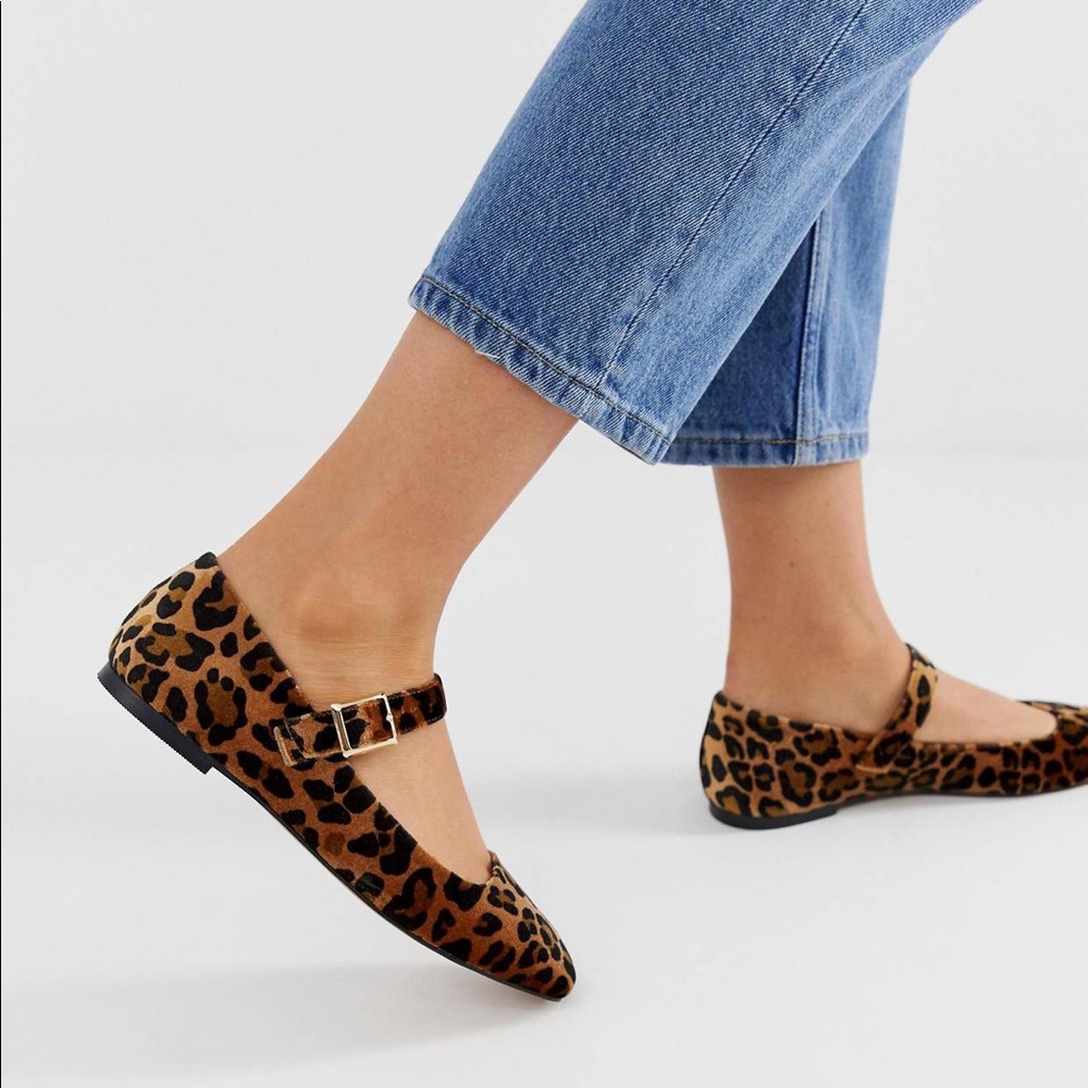 ASOS Leopard Print Square Toe Ballet Flats